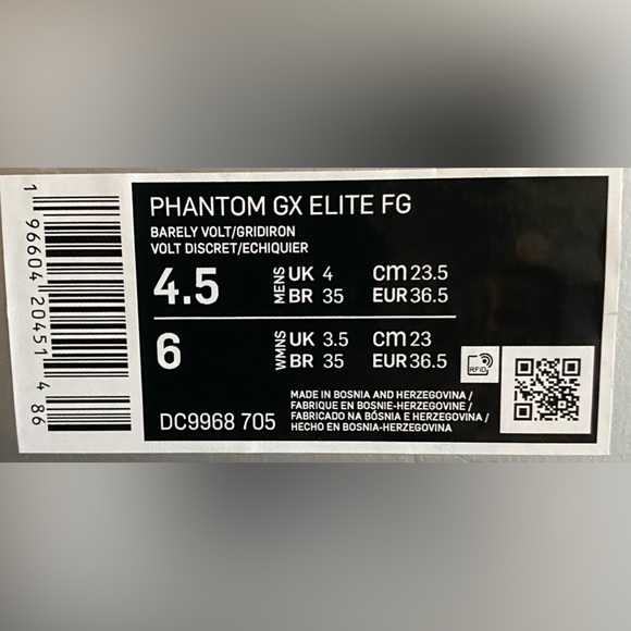 Nike Phantom GX Elite FG Barely Volt / Gridiron Size 4.5 Men / Size 6 Women - Picture 4 of 4